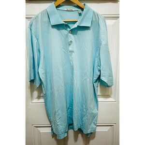 Peter Millar Mens XXL Light‎ Blue Double Mercerized Cotton Short Sleeve Polo